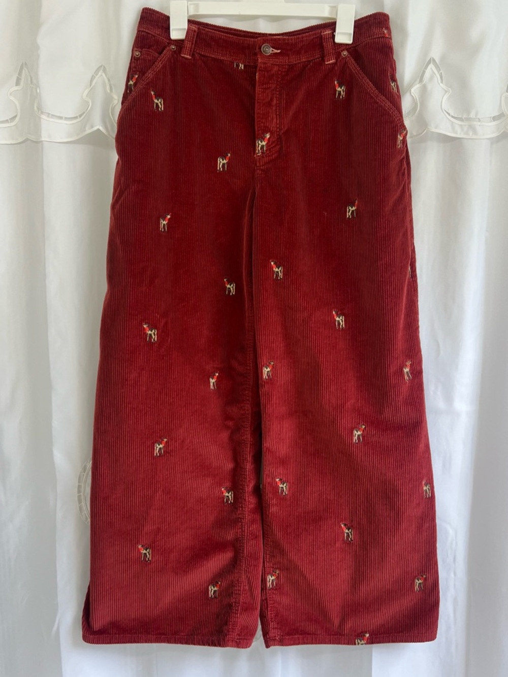 Free People We The Free Clifton Embroidered Corduroy Wide Leg Burgundy Size 29 - Picture 4 of 16